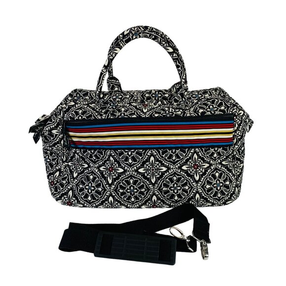 Vera Bradley Floral Grand Weekender Travel Bag Retro Stripes Adjustable Strap - Picture 15 of 16